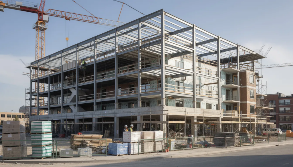 Modern Multi Storey Apartment Building Under Construction